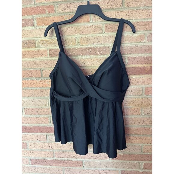 New Cupshe Tankini Swim Top Black Size 2X Wireless - Picture 1 of 3